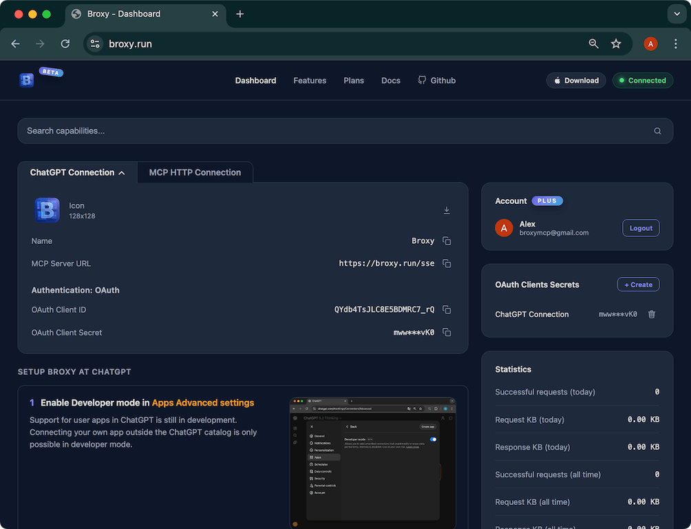 ChatGPT connection support
