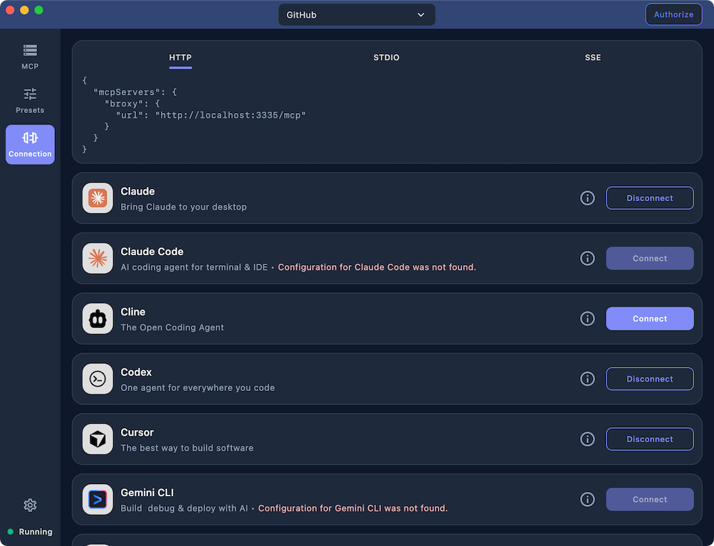 Connect to popular clients in one click